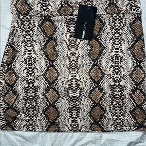 Fashion Nova Snake Print A-Line Skirt - Brown and Cream